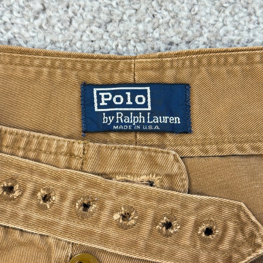 Vintage Polo Ralph Lauren Belted Pants Mens 40/32 Brown Canvas Cargo Cotton USA - Picture 5 of 16